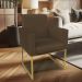 Kit 02 Poltronas Clarice Veludo Marrom Base Metálica Industrial Dourado - Pallazio