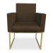 Kit 02 Poltronas Clarice Veludo Marrom Base Metálica Industrial Dourado - Pallazio