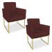 Kit 02 Poltronas Clarice Veludo Marsala Base Metálica Industrial Dourado - Pallazio