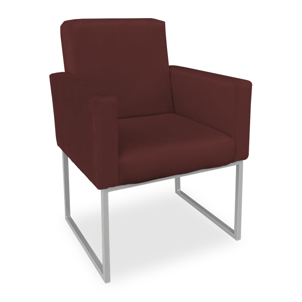 Kit 02 Poltronas Clarice Veludo Marsala Base Metálica Industrial Prata - Pallazio