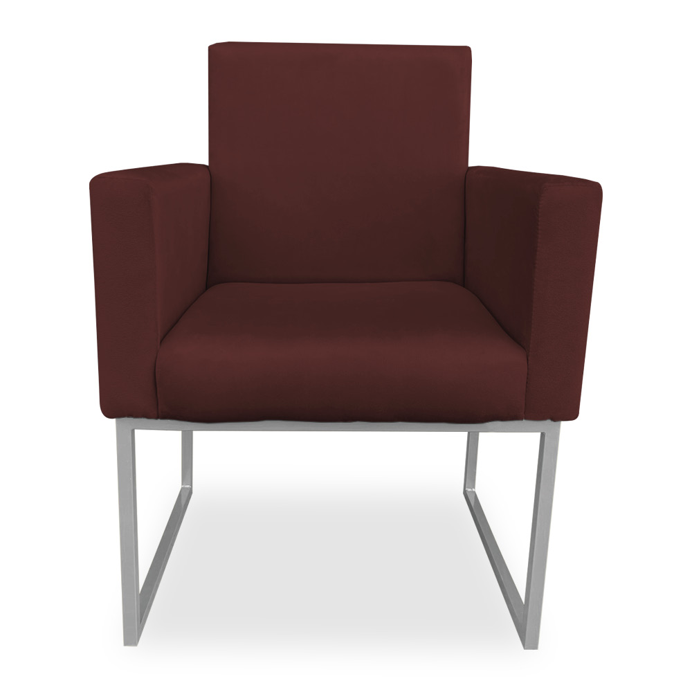 Kit 02 Poltronas Clarice Veludo Marsala Base Metálica Industrial Prata - Pallazio