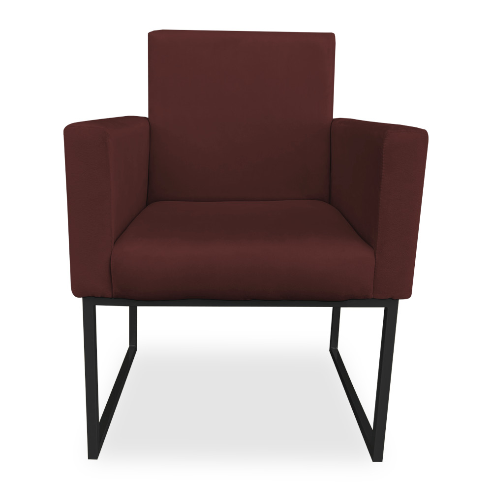 Kit 02 Poltronas Clarice Veludo Marsala Base Metálica Industrial Preto - Pallazio