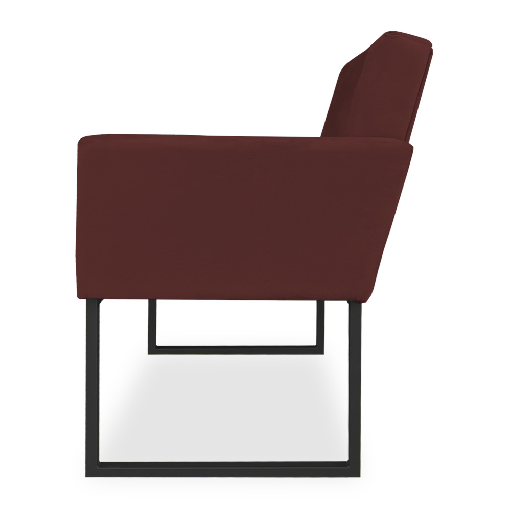 Kit 02 Poltronas Clarice Veludo Marsala Base Metálica Industrial Preto - Pallazio
