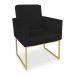 Kit 02 Poltronas Clarice Veludo Preto Base Metálica Industrial Dourado - Pallazio