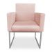 Kit 02 Poltronas Clarice Veludo Rosa Bebê Base Metálica Industrial Prata - Pallazio
