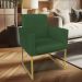 Kit 02 Poltronas Clarice Veludo Verde Base Metálica Industrial Dourado - Pallazio