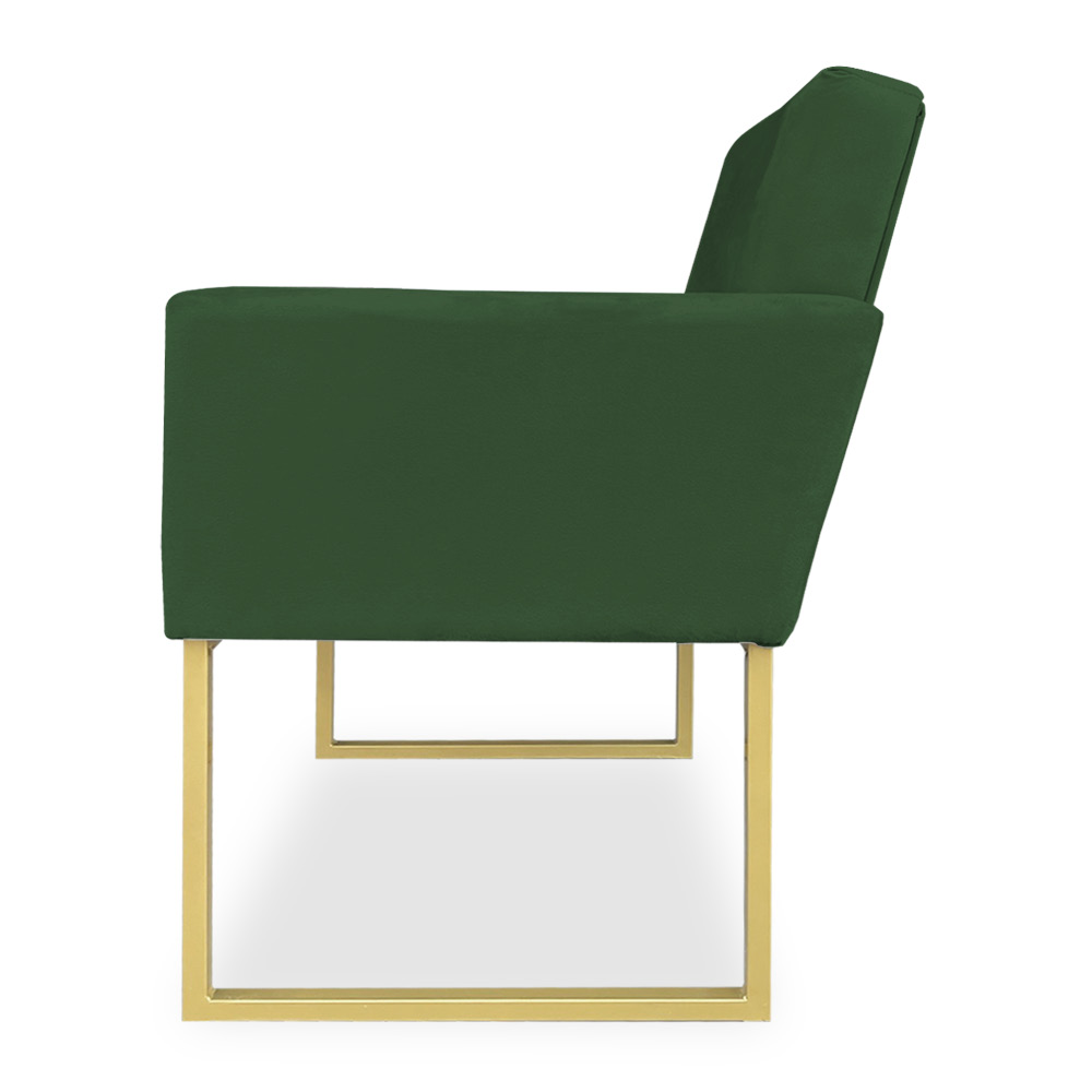 Kit 02 Poltronas Clarice Veludo Verde Base Metálica Industrial Dourado - Pallazio