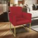 Kit 02 Poltronas Clarice Veludo Vermelho Base Metálica Industrial Dourado - Pallazio