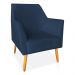 Kit 02 Poltronas Decorativa Julia Veludo Azul Marinho Pés Palito Castanho - Pallazio