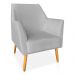 Kit 02 Poltronas Decorativa Julia Veludo Cinza Pés Palito Castanho - Pallazio