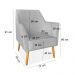 Kit 02 Poltronas Decorativa Julia Veludo Cinza Pés Palito Castanho - Pallazio