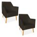 Kit 02 Poltronas Decorativa Julia Veludo Marrom Pés Palito Castanho - Pallazio