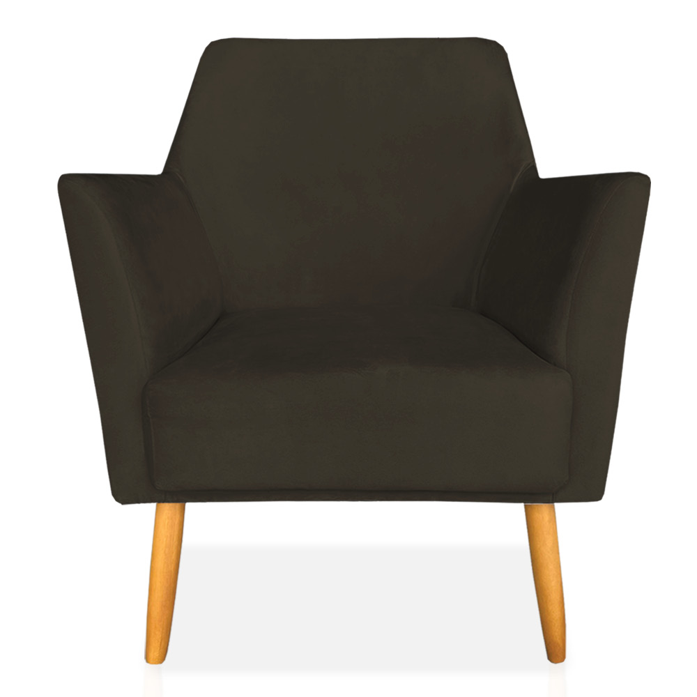 Kit 02 Poltronas Decorativa Julia Veludo Marrom Pés Palito Castanho - Pallazio