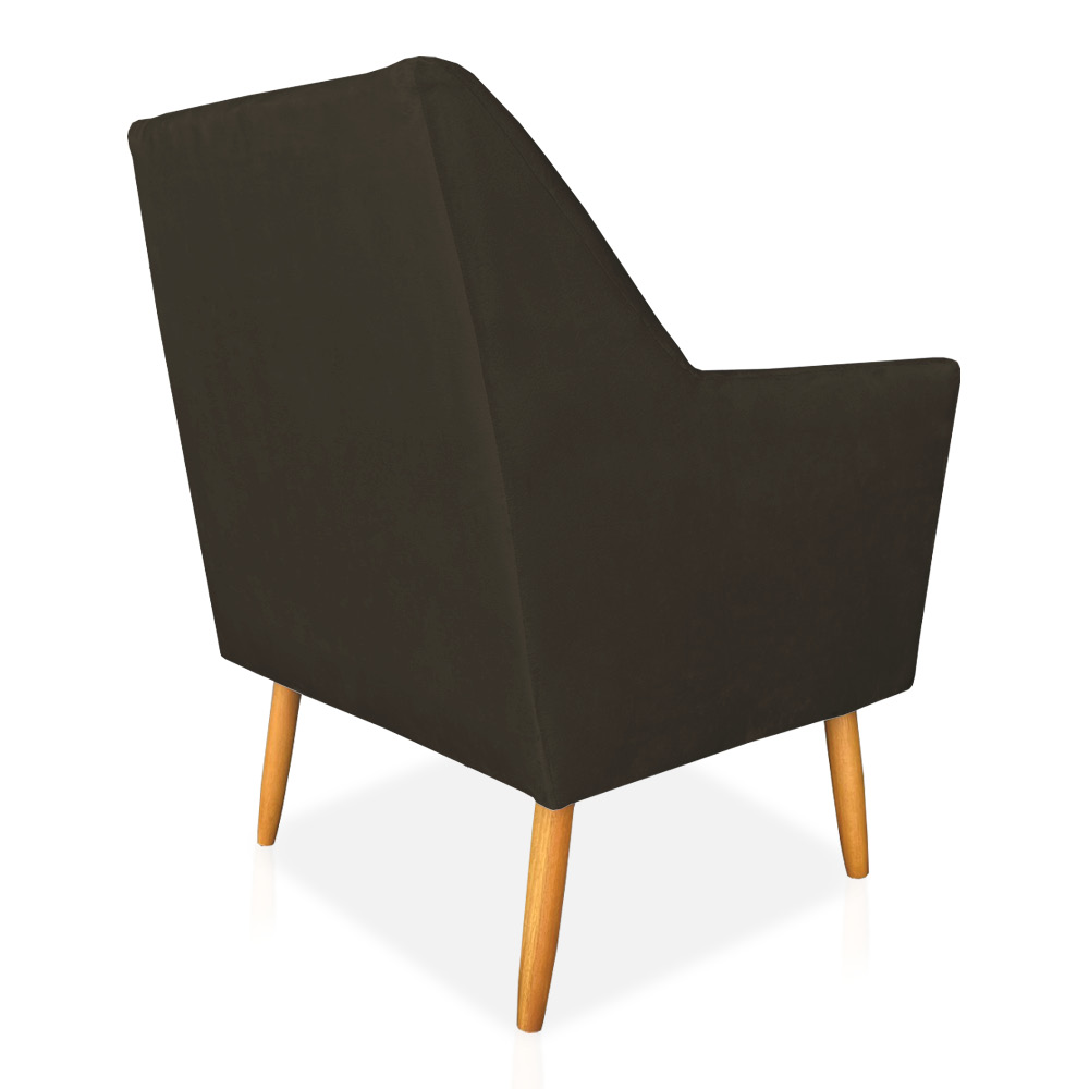 Kit 02 Poltronas Decorativa Julia Veludo Marrom Pés Palito Castanho - Pallazio