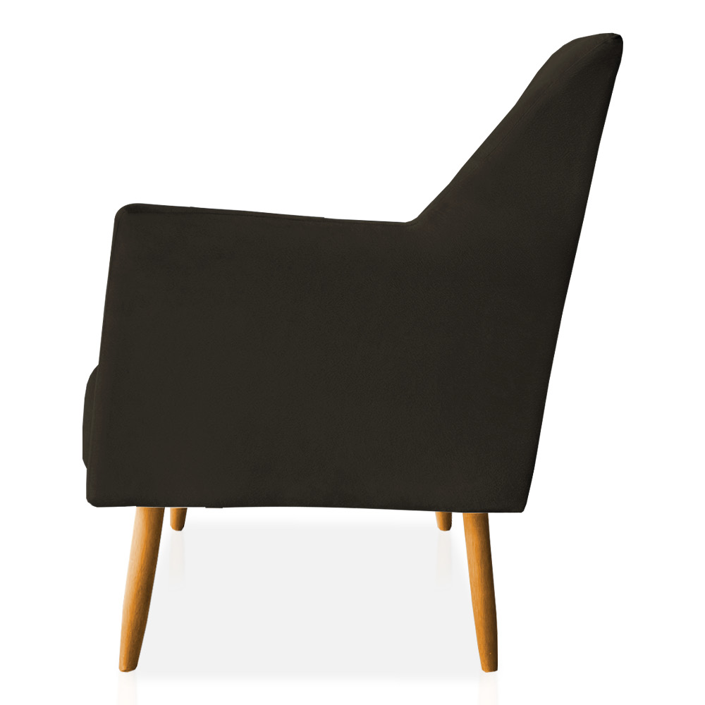 Kit 02 Poltronas Decorativa Julia Veludo Marrom Pés Palito Castanho - Pallazio