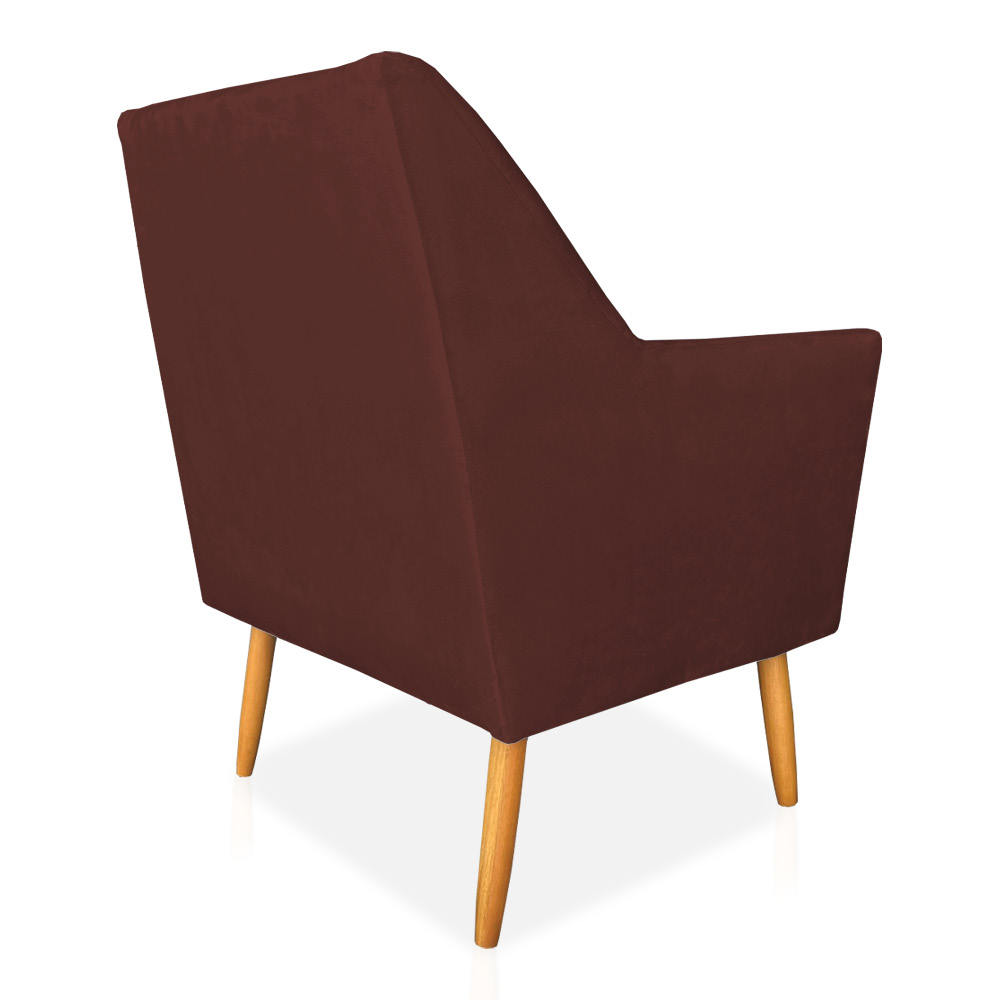 Kit 02 Poltronas Decorativa Julia Veludo Marsala Pés Palito Castanho - Pallazio