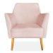 Kit 02 Poltronas Decorativa Julia Veludo Rosa Bebê Pés Palito Castanho - Pallazio