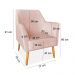 Kit 02 Poltronas Decorativa Julia Veludo Rosa Bebê Pés Palito Castanho - Pallazio