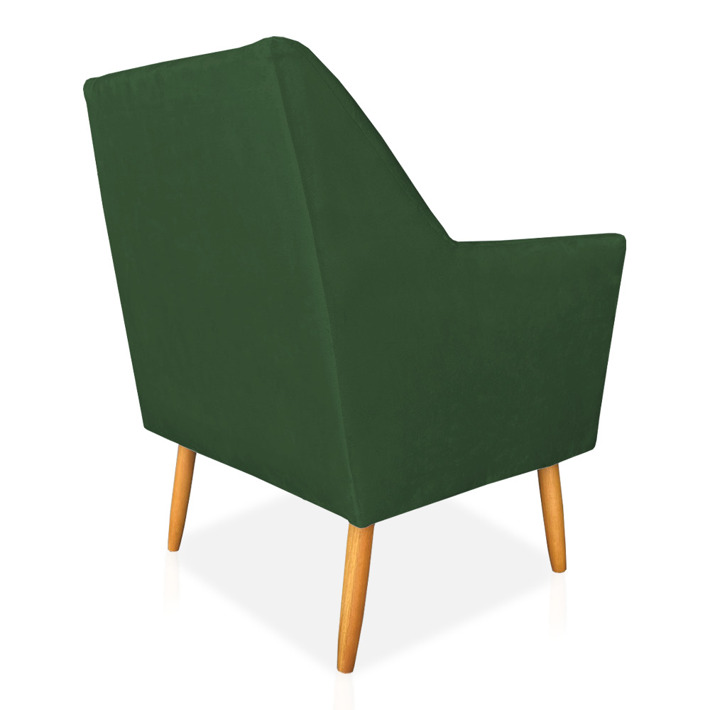 Kit 02 Poltronas Decorativa Julia Veludo Verde Pés Palito Castanho - Pallazio