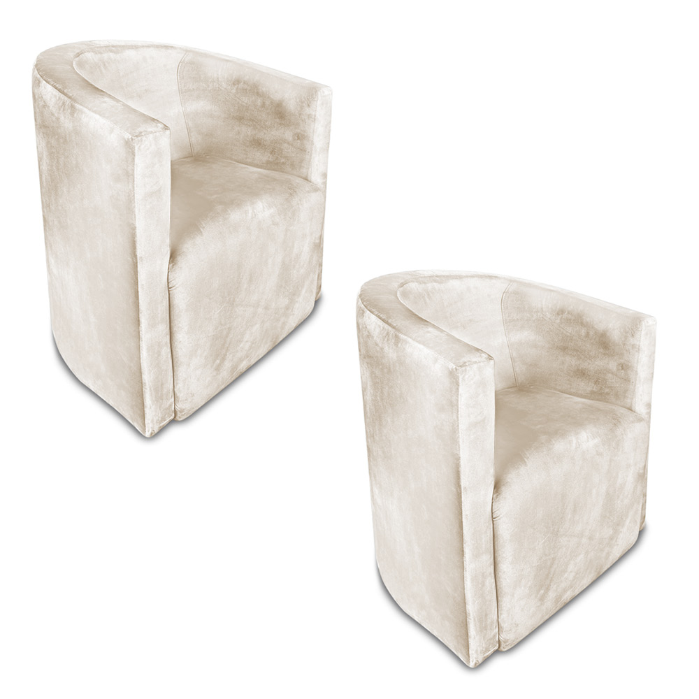 Kit 02 Poltronas Decorativa Lyon Veludo Bege - Pallazio