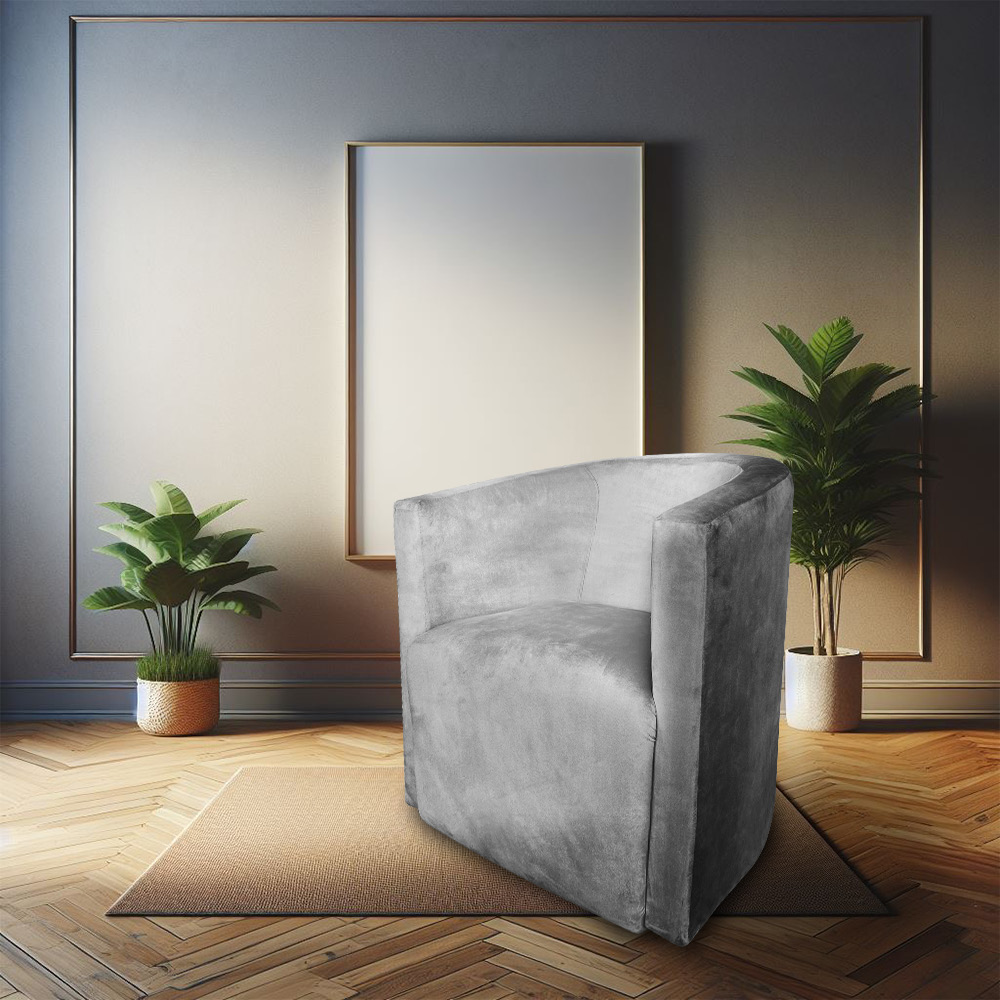 Kit 02 Poltronas Decorativa Lyon Veludo Cinza - Pallazio