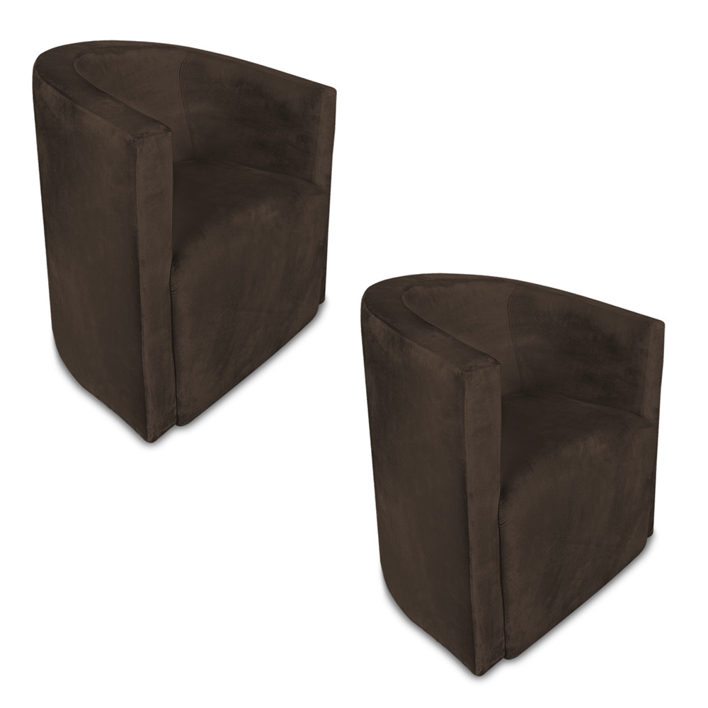 Kit 02 Poltronas Decorativa Lyon Veludo Marrom - Pallazio