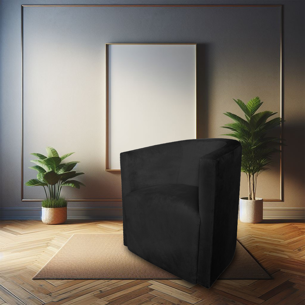 Kit 02 Poltronas Decorativa Lyon Veludo Preto - Pallazio