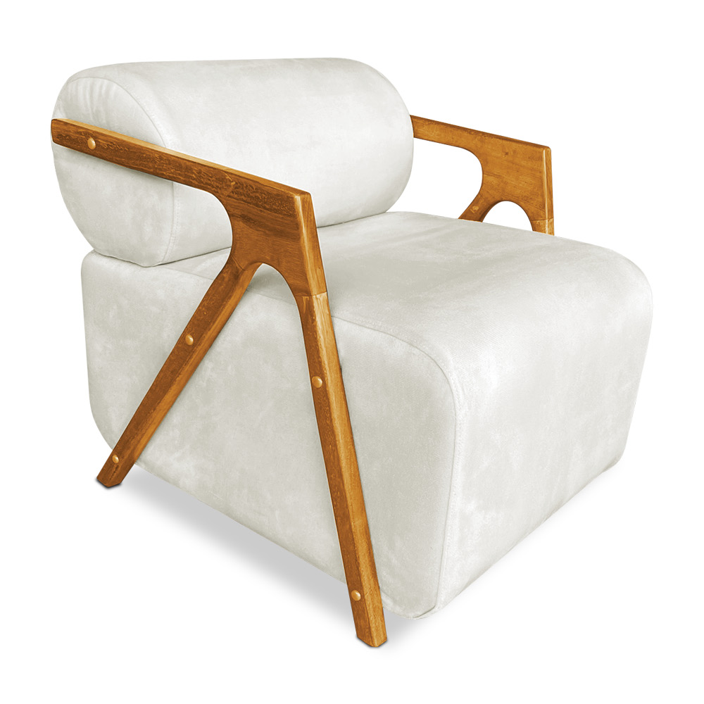 Kit 02 Poltronas Decorativa Marselha Veludo Base de Madeira - Pallazio