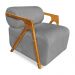 Kit 02 Poltronas Decorativa Marselha Veludo Grafite Base de Madeira - Pallazio