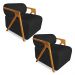 Kit 02 Poltronas Decorativa Marselha Veludo Marrom Base de Madeira - Pallazio