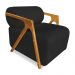 Kit 02 Poltronas Decorativa Marselha Veludo Marrom Base de Madeira - Pallazio