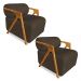 Kit 02 Poltronas Decorativa Marselha Veludo Preto Base de Madeira - Pallazio