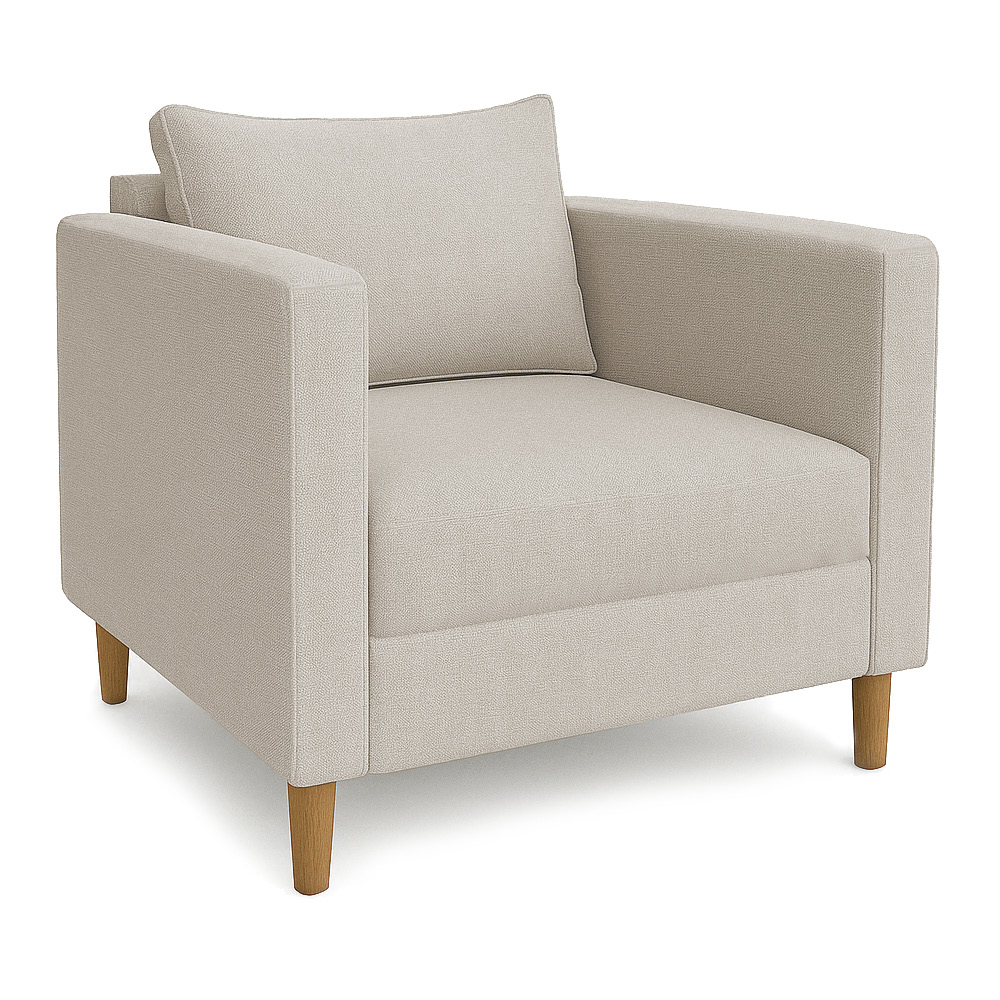 Kit 02 Poltronas Decorativa Milena Linho Bege Pés de Madeira - Pallazio