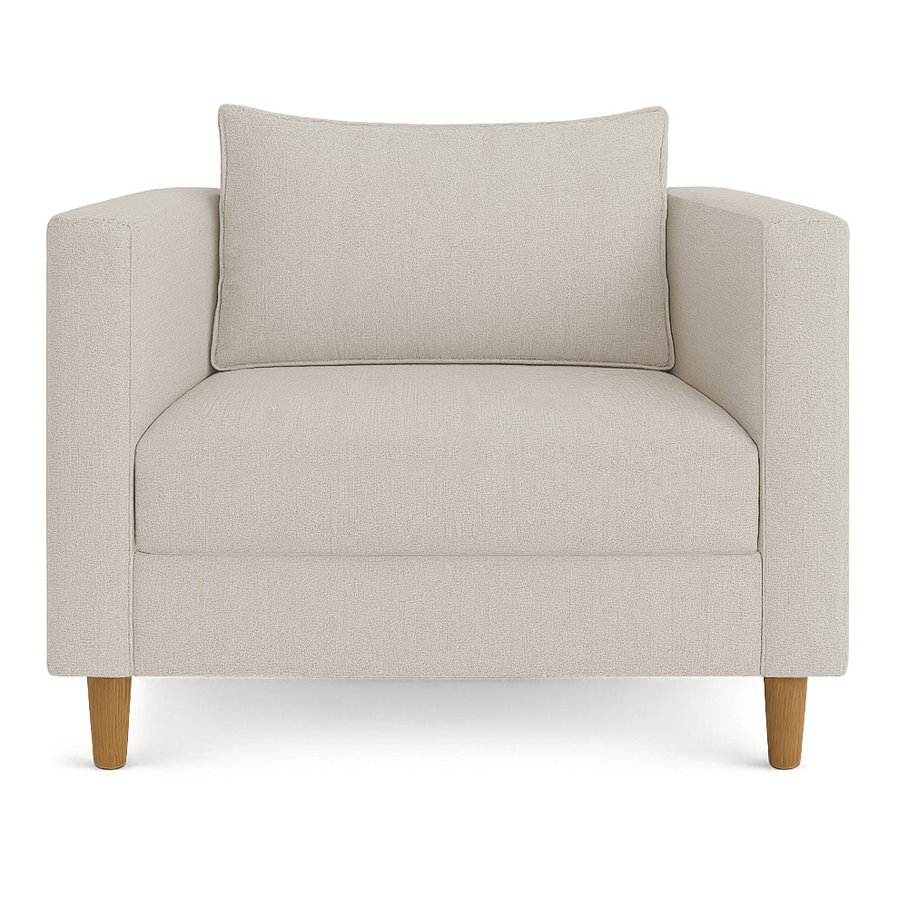 Kit 02 Poltronas Decorativa Milena Linho Bege Pés de Madeira - Pallazio