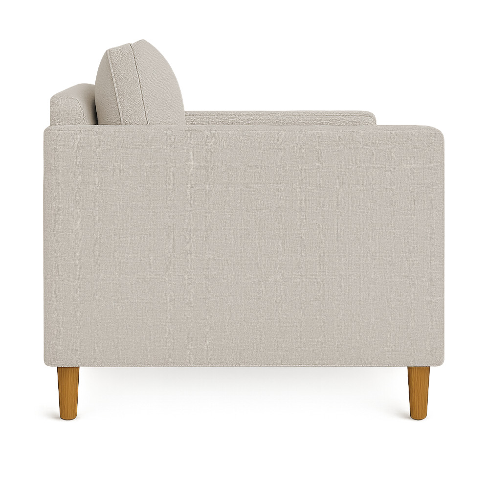 Kit 02 Poltronas Decorativa Milena Linho Bege Pés de Madeira - Pallazio
