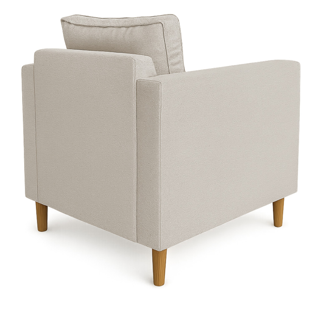 Kit 02 Poltronas Decorativa Milena Linho Bege Pés de Madeira - Pallazio