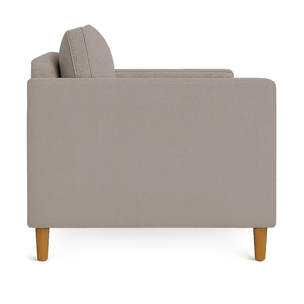 Kit 02 Poltronas Decorativa Milena Linho Capuccino Pés de Madeira - Pallazio