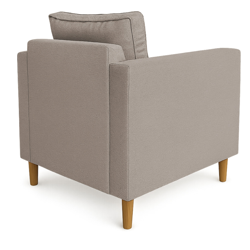 Kit 02 Poltronas Decorativa Milena Linho Capuccino Pés de Madeira - Pallazio