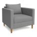 Kit 02 Poltronas Decorativa Milena Linho Cinza Pés de Madeira - Pallazio
