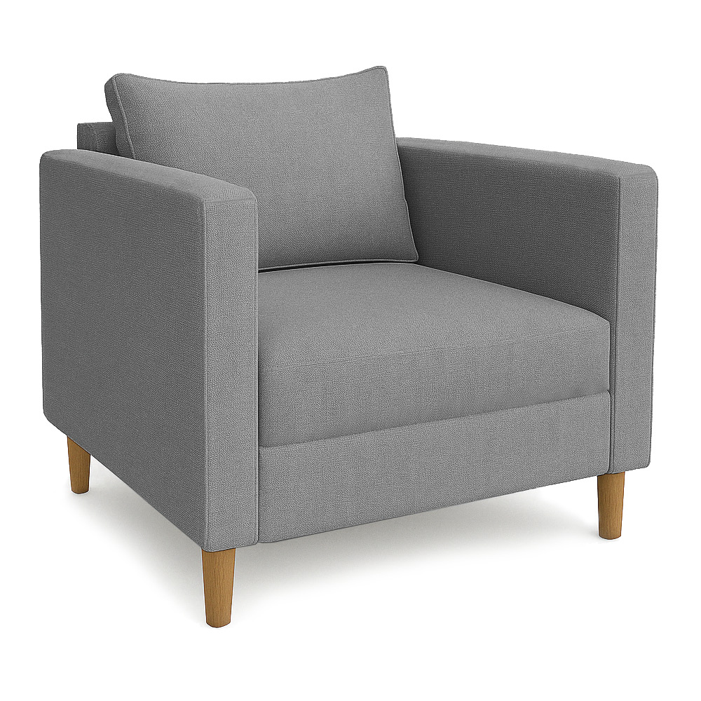 Kit 02 Poltronas Decorativa Milena Linho Cinza Pés de Madeira - Pallazio