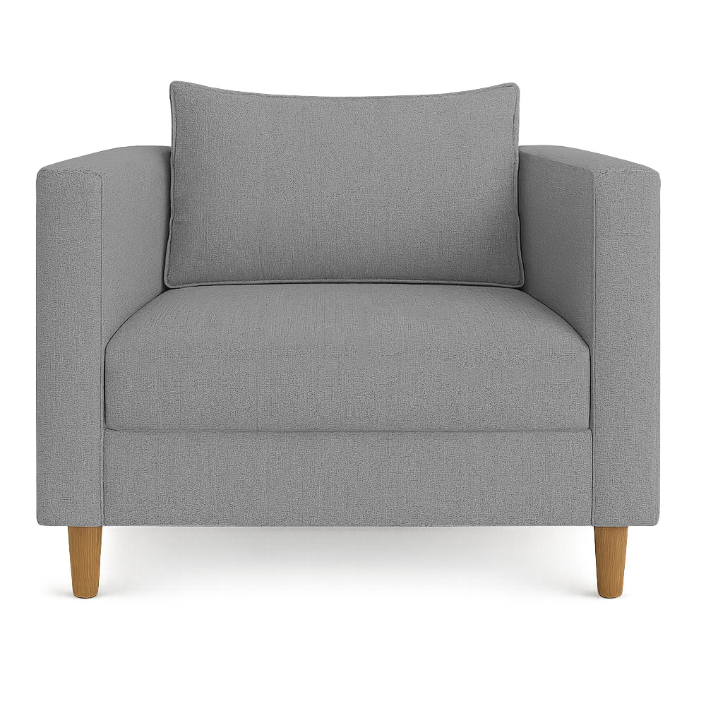 Kit 02 Poltronas Decorativa Milena Linho Cinza Pés de Madeira - Pallazio