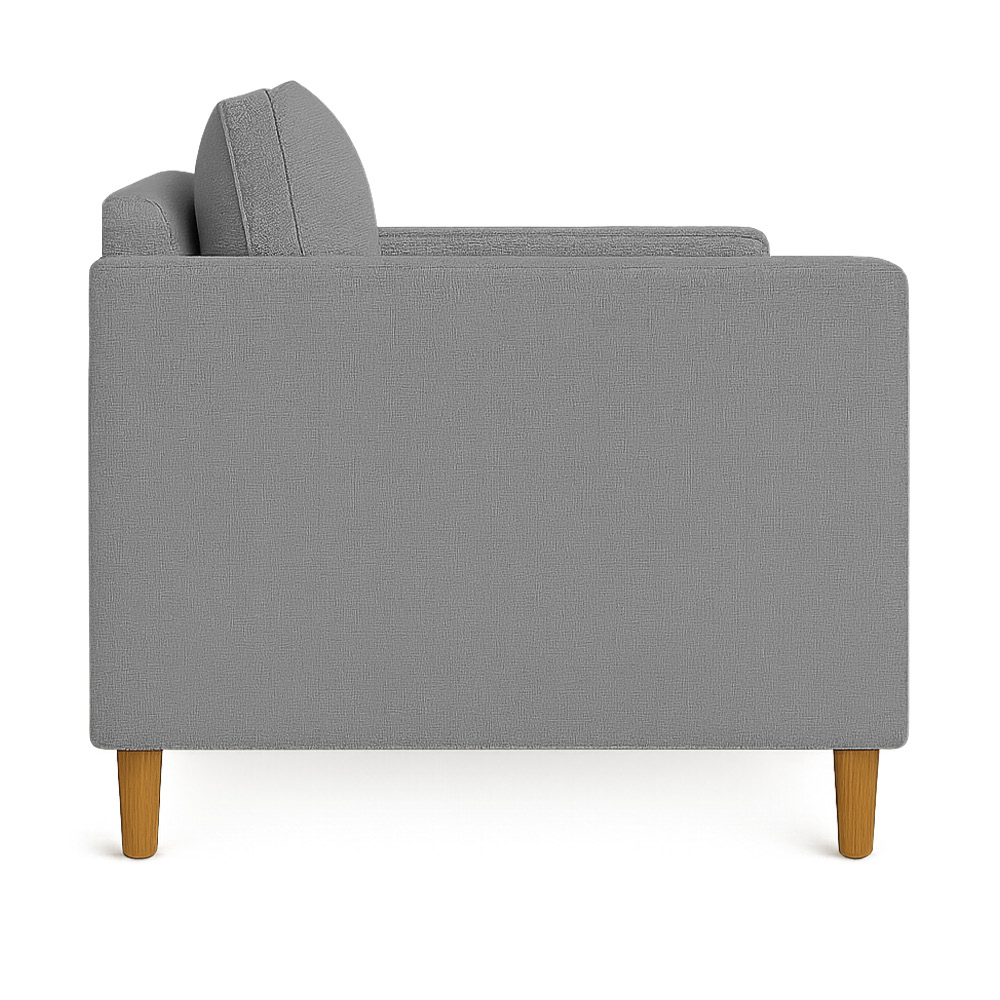 Kit 02 Poltronas Decorativa Milena Linho Cinza Pés de Madeira - Pallazio