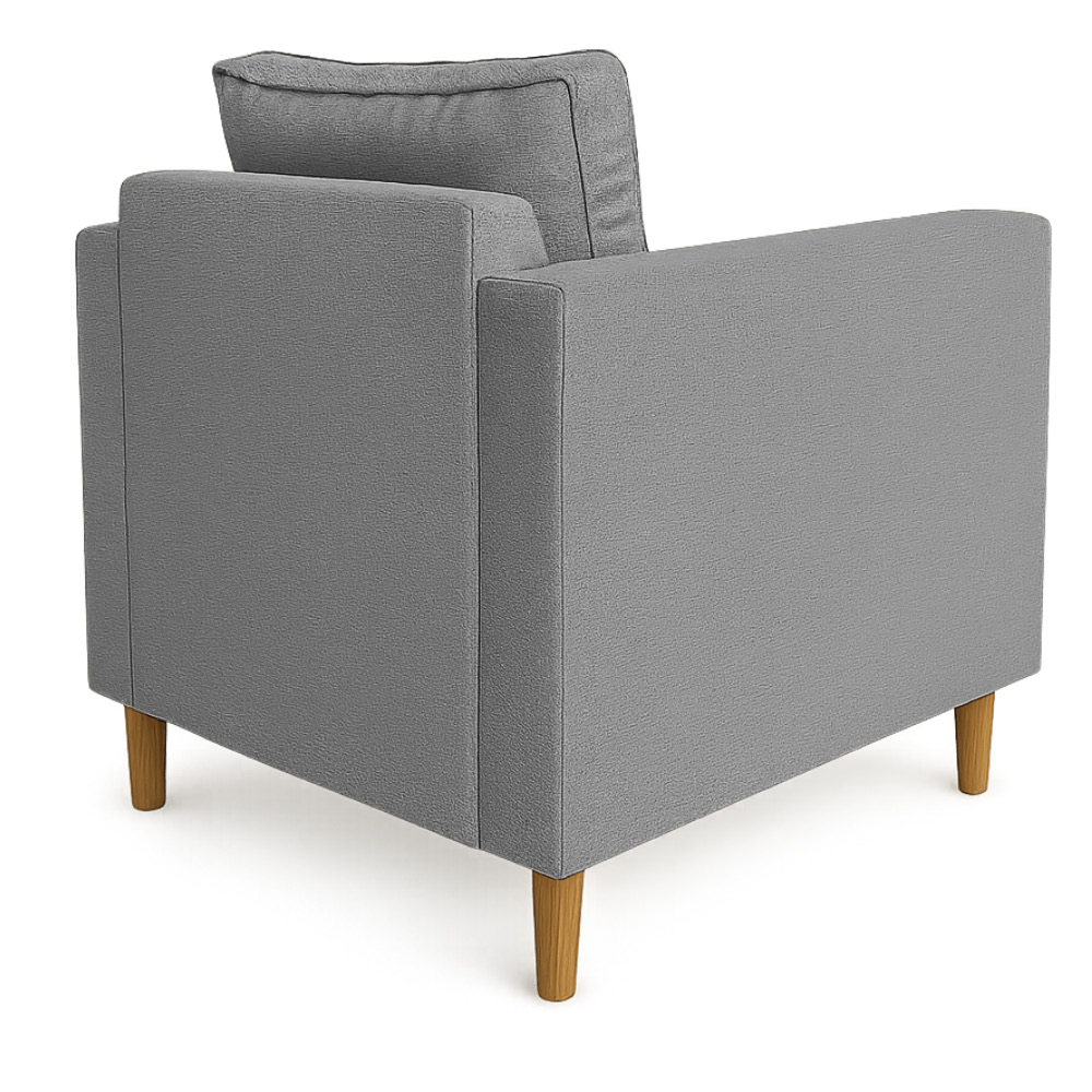 Kit 02 Poltronas Decorativa Milena Linho Cinza Pés de Madeira - Pallazio
