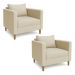 Kit 02 Poltronas Decorativa Milena Linho Dourado Pés de Madeira - Pallazio