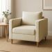 Kit 02 Poltronas Decorativa Milena Linho Dourado Pés de Madeira - Pallazio
