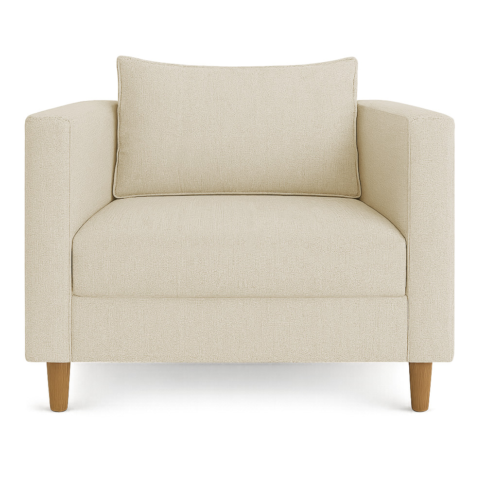 Kit 02 Poltronas Decorativa Milena Linho Dourado Pés de Madeira - Pallazio