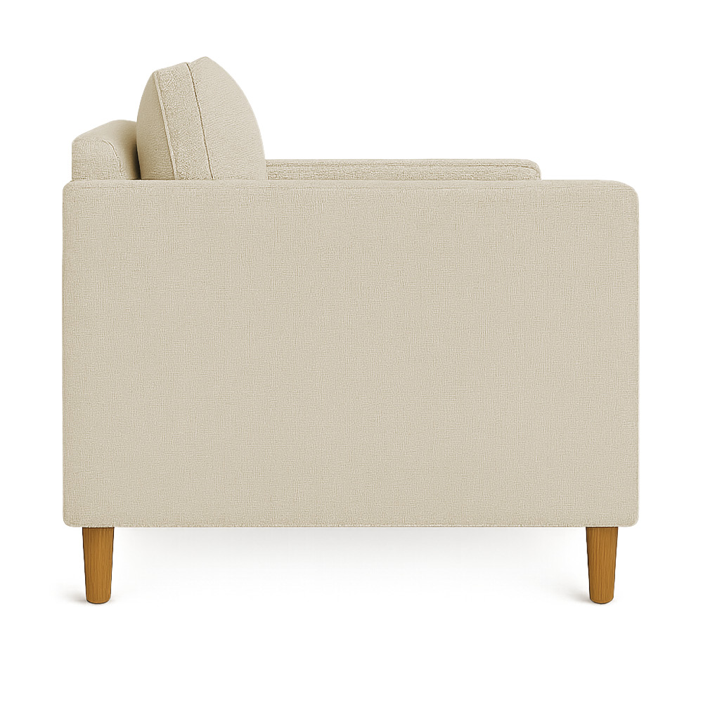 Kit 02 Poltronas Decorativa Milena Linho Dourado Pés de Madeira - Pallazio
