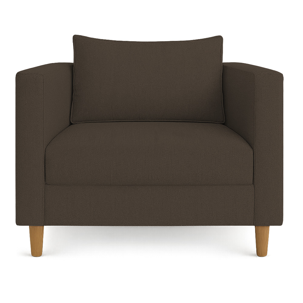 Kit 02 Poltronas Decorativa Milena Linho Marrom Pés de Madeira - Pallazio