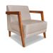 Kit 02 Poltronas Decorativa Natália Linho Areia Base em Madeira Castanho - Pallazio