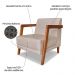 Kit 02 Poltronas Decorativa Natália Linho Areia Base em Madeira Castanho - Pallazio